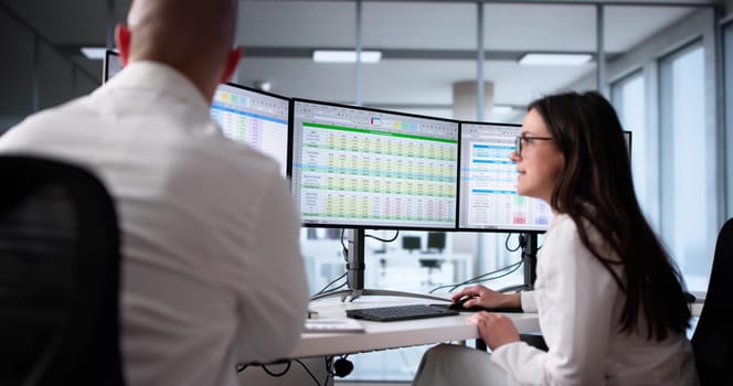 Doctor At Hospital Uses Spreadsheet To Bill Medical Codes On Desktop.