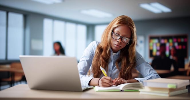 Virtual Classroom: African-American Student Studying With Laptop In Remote Lecture.