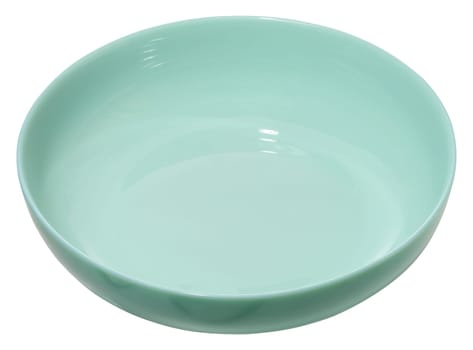 Turquoise empty glass bowl isolated on a white background