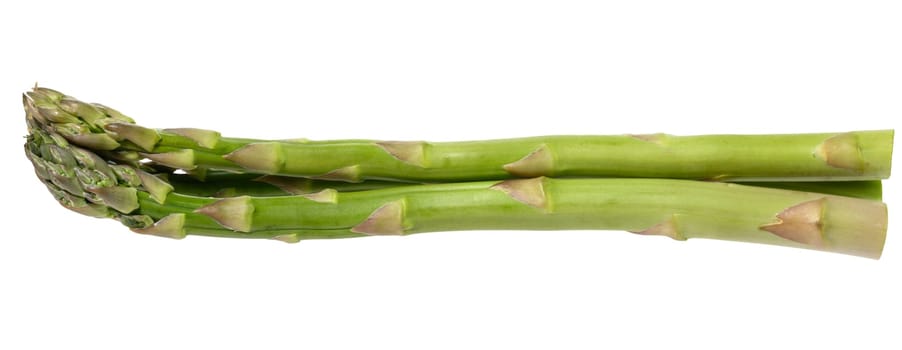 Fresh green asparagus, isolated on white background. Healthy and delicious vegetable, close-up