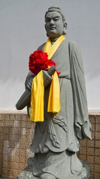 Kuala Lumpur, Malaysia - Feb.19, 2025: Statue no.23 of the 24 Filial Exemplars collection at Thean Hou Temple, depicts Zhu Shouchang, who gave up his official career to find his mother