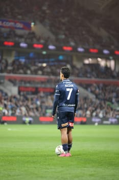 MELBOURNE, AUSTRALIA - MAY 31: Daniel Arzani of Melbourne Victory during the A-League Men Grand Final match between Melbourne City and Melbourne Victory at AAMI Park on May 31, 2025, in Melbourne, Australia.