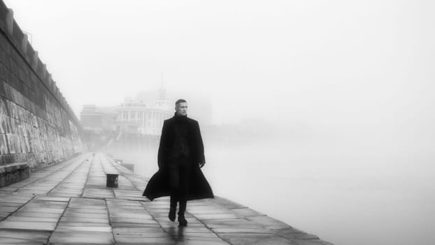 A Solitary Figure in the Mist. High quality photo