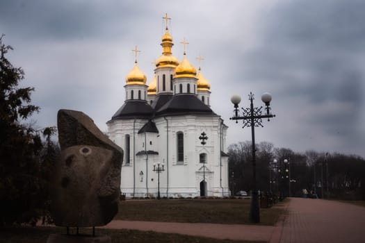 Historic Cathedral Under Blue Sky. High quality photo