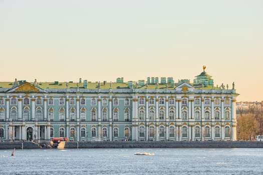 ice drift on the Neva River with a view the Winter Palace. High quality photo
