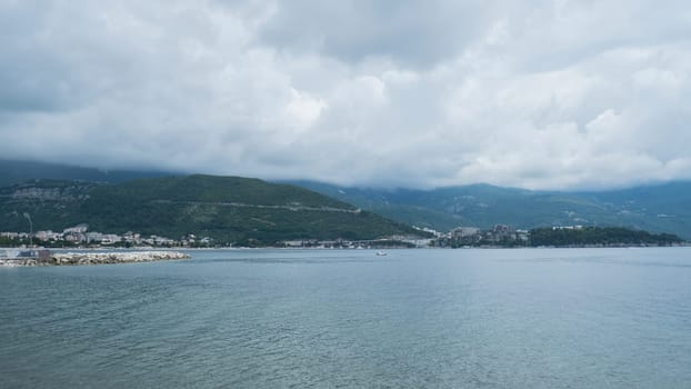 Montenegro Budva Seaview scenery landscape. Adriatic Sea Coast travel destination vacation holiday idea. Concept of getting away tourism experiences. Nature driven scenery wanderlust vibes