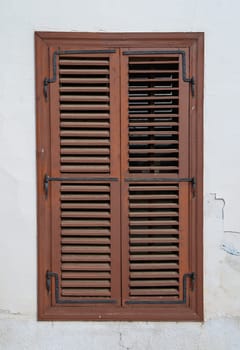 Traditional Window with Wooden Shutters on Cypriot House