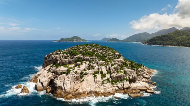 Tropical islands with vegetation in the Seychelles. Seychelles.