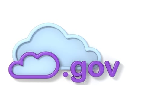 Domain name GOV 3D rendering illustration isolated on white background