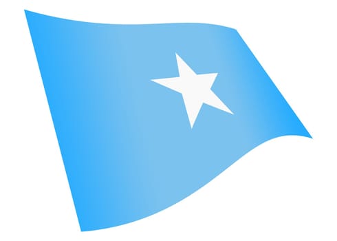A Somalia waving flag graphic isolated on white with clipping path 3d illustration white star blue