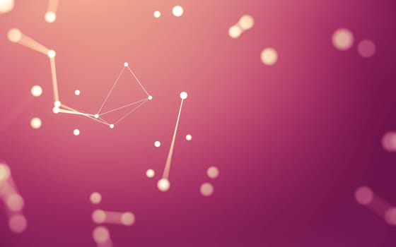 3d Abstract background. Molecules technology with polygonal shapes, connecting dots and lines. Connection structure. Big data visualization. 3d background.