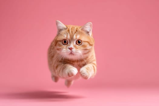 Energetic Cat in running Motion. Panoramic Sprint Across isolated Background..