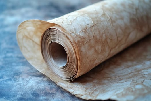 Natural wallpaper for walls in brown shade lies on a grey background.