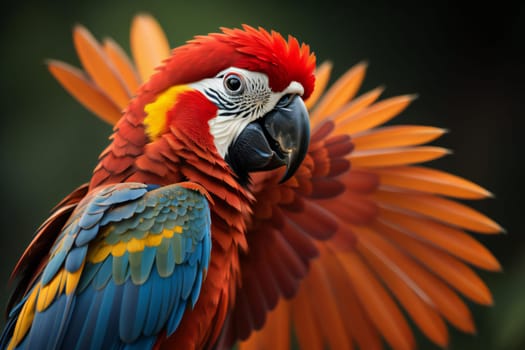 Scarlet Macaw (Ara macao), also known as the Scarlet Macaw. generative ai