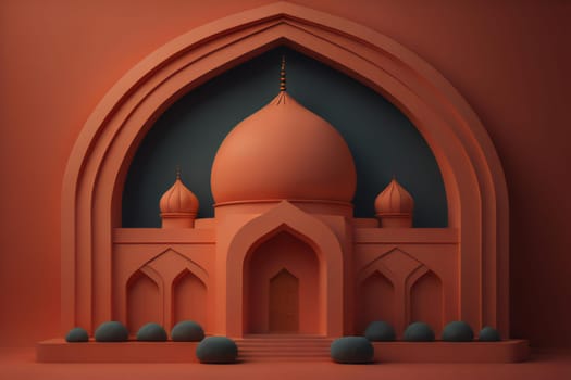 mosque in the form of an arch. Islamic background. generative ai