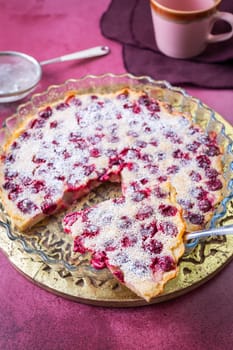 Traditional french pie clafoutis with cherry