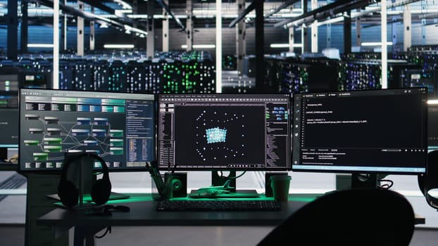 Computer systems in data center managing network resources using node tree software visualizing connections. Visual programming tools enabling efficient data processing and storage