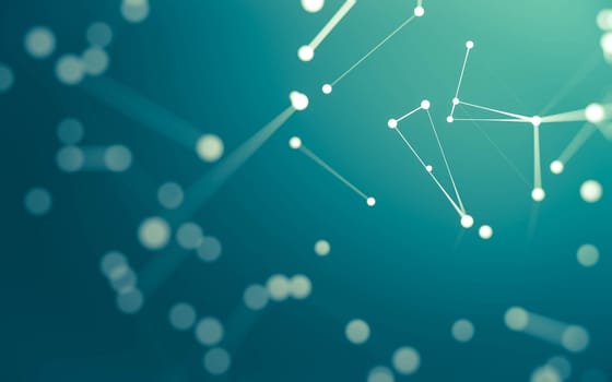 3d Abstract background. Molecules technology with polygonal shapes, connecting dots and lines. Connection structure. Big data visualization. 3d background.