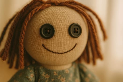 Handmade Rag Doll Tilt-Shift Macro with Warm Pastel Tones