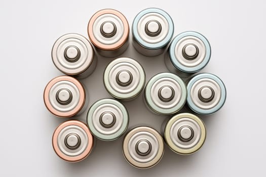 Focus-Stacked Top-View Rainbow AA Batteries