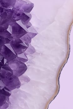 Focus-Stack Macro of Polished Amethyst Geode Edge in Light Tones