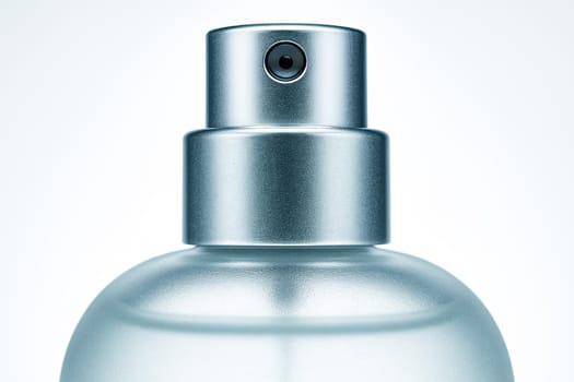 Close-Up Frosted Glass Perfume Atomizer with Cool Ring-Light Highlights