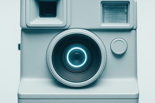 Close-Up Retro Instant Camera Lens with Cool Ring-Light Highlights