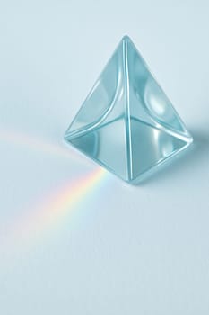 High-Key Macro of Glass Prism Refracting Pastel Spectrum with Ring-Light