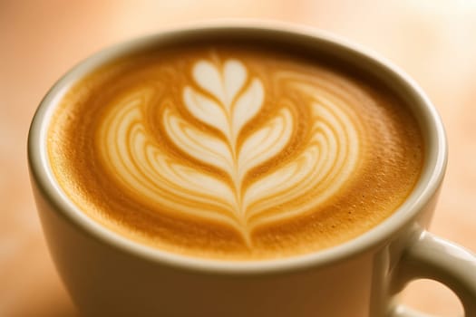 Macro of Rosetta Latte Art in Bright Pastel Tones with Tilt-Shift Blur