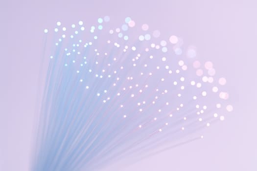 Macro of Illuminated Fiber-Optic Strands in Pastel High-Key Lighting