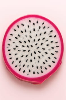 Macro of Dragon Fruit Pulp and Seeds in Soft Pastel Light