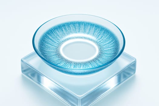 High-Key Macro of Patterned Colored Contact Lens with Cool Pastel Reflections