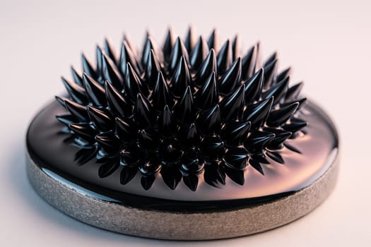 Macro of Ferrofluid Spike Pattern under Pastel High-Key Lighting