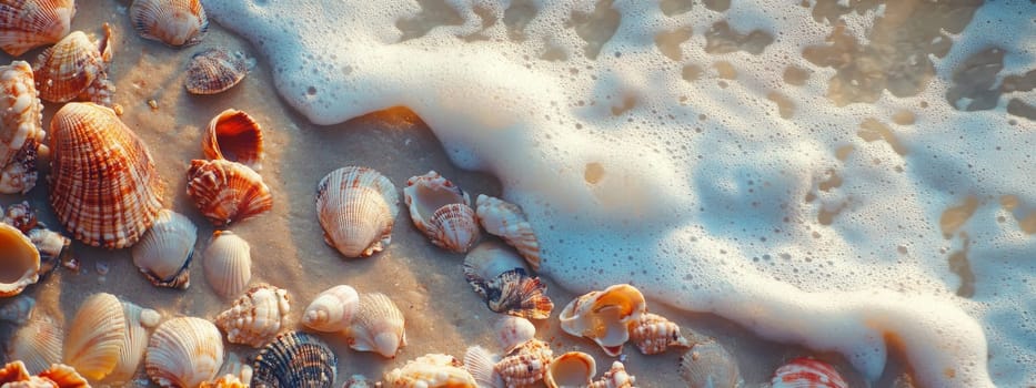sandy beach, shells and starfish, Generative AI holidays