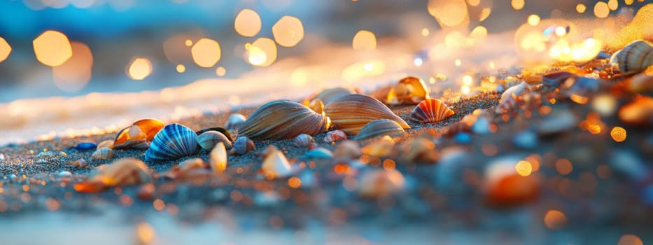 sandy beach, shells and starfish, Generative AI holidays