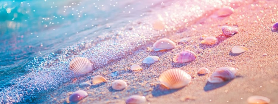 sandy beach, shells and starfish, Generative AI holidays