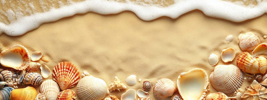 sandy beach, shells and starfish, Generative AI holidays