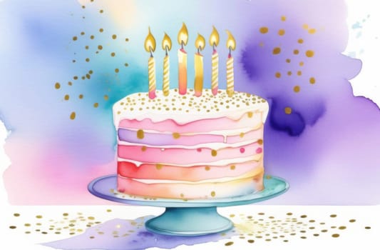 Birthday pastel cake with the candles