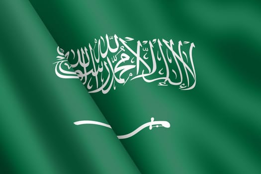 A Saudi Arabia flag waving flag 3d illustration wind ripple