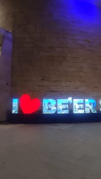 Beer-Sheva Israel, November 4 2024 - city sign text night entry travel tourism transport shotlisttravel outdoor train station terminal town architecture building . High quality photo