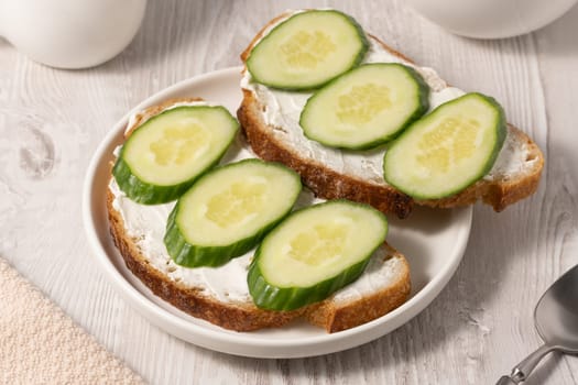 Cream Cheese and Cucumber Sandwiches.