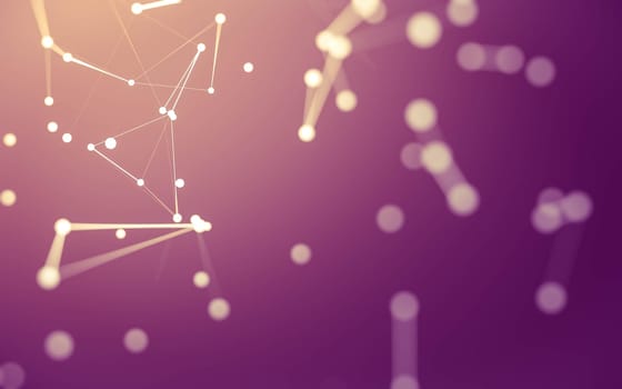 3d Abstract background. Molecules technology with polygonal shapes, connecting dots and lines. Connection structure. Big data visualization. 3d background.