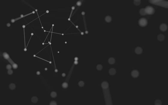 3d Abstract background. Molecules technology with polygonal shapes, connecting dots and lines. Connection structure. Big data visualization. 3d background. 