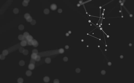 3d Abstract background. Molecules technology with polygonal shapes, connecting dots and lines. Connection structure. Big data visualization. 3d background. 