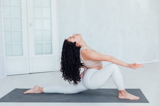 Sports Fitness Woman Brunette Doing Gymnastics Yoga