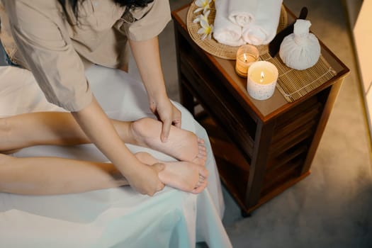 Wellness concept. leg massage in spa.