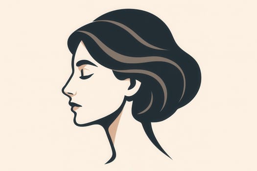 Minimalist Female Silhouette Profile in Elegant Soft Pastel Tones