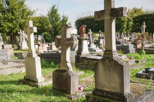 Ancient European cemetery with graves
