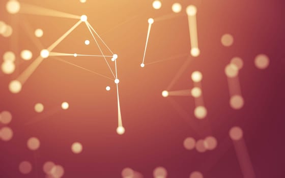 3d Abstract background. Molecules technology with polygonal shapes, connecting dots and lines. Connection structure. Big data visualization. 3d background.