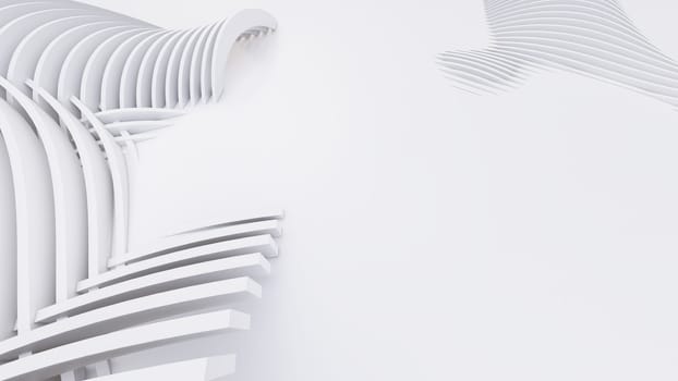 Abstract Curved Shapes. White Circular Background. Abstract background. 3d illustration
